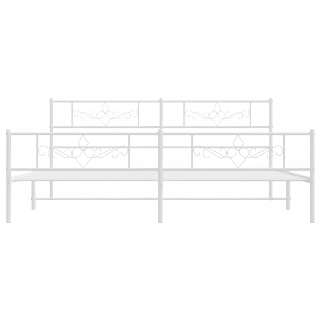 vidaXL Metalowa rama łóżka z wezgłowiem i zanóżkiem, biała, 200x200 cm