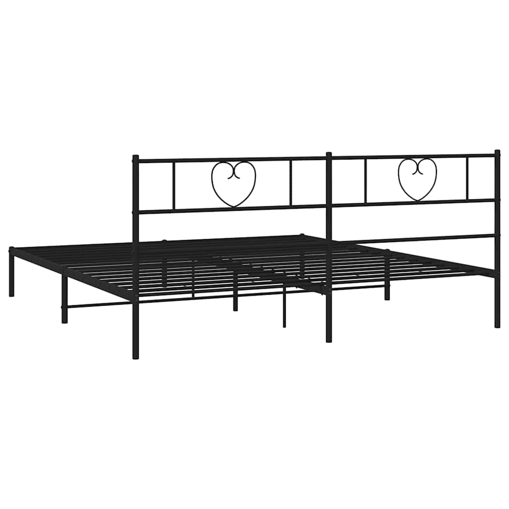 vidaXL Metalowa rama łóżka z wezgłowiem, czarna, 180x200 cm