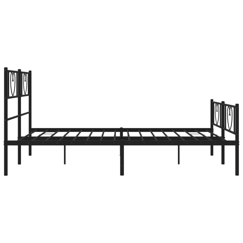 vidaXL Metalowe łóżko z zanóżkiem, bez materaca, czarne, 160x200 cm