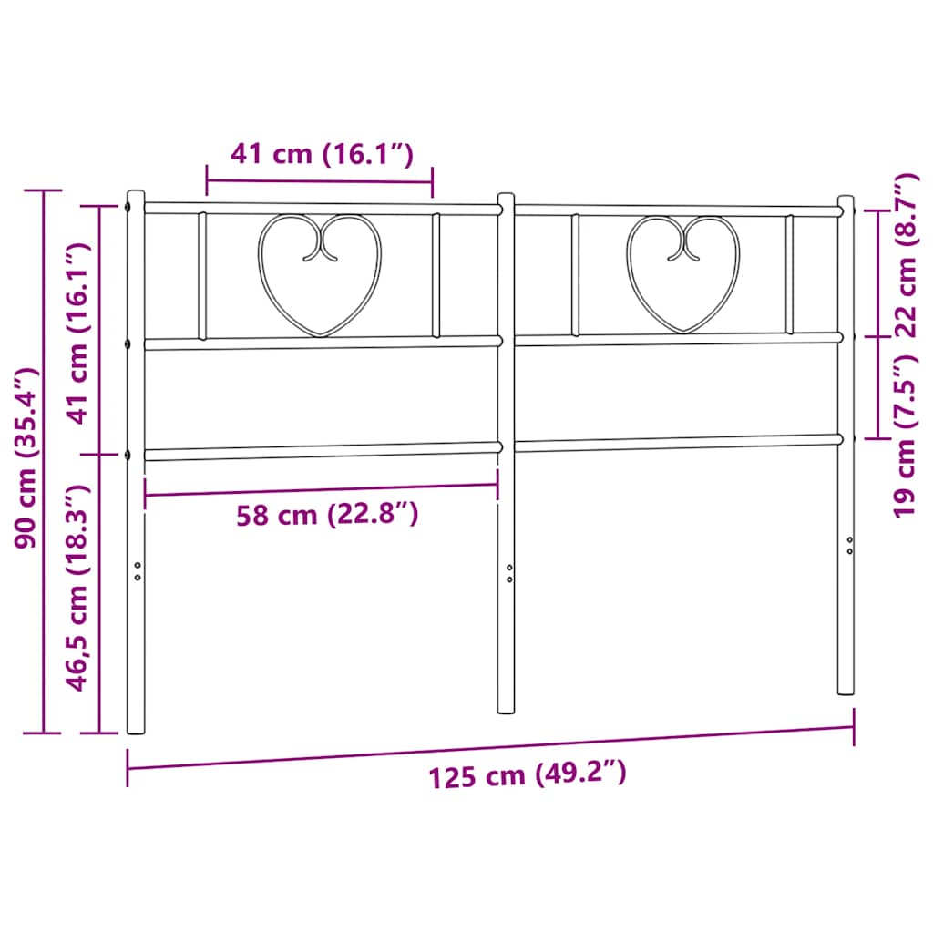vidaXL Metalowe wymienne wezgłowie, czarne, 120 cm