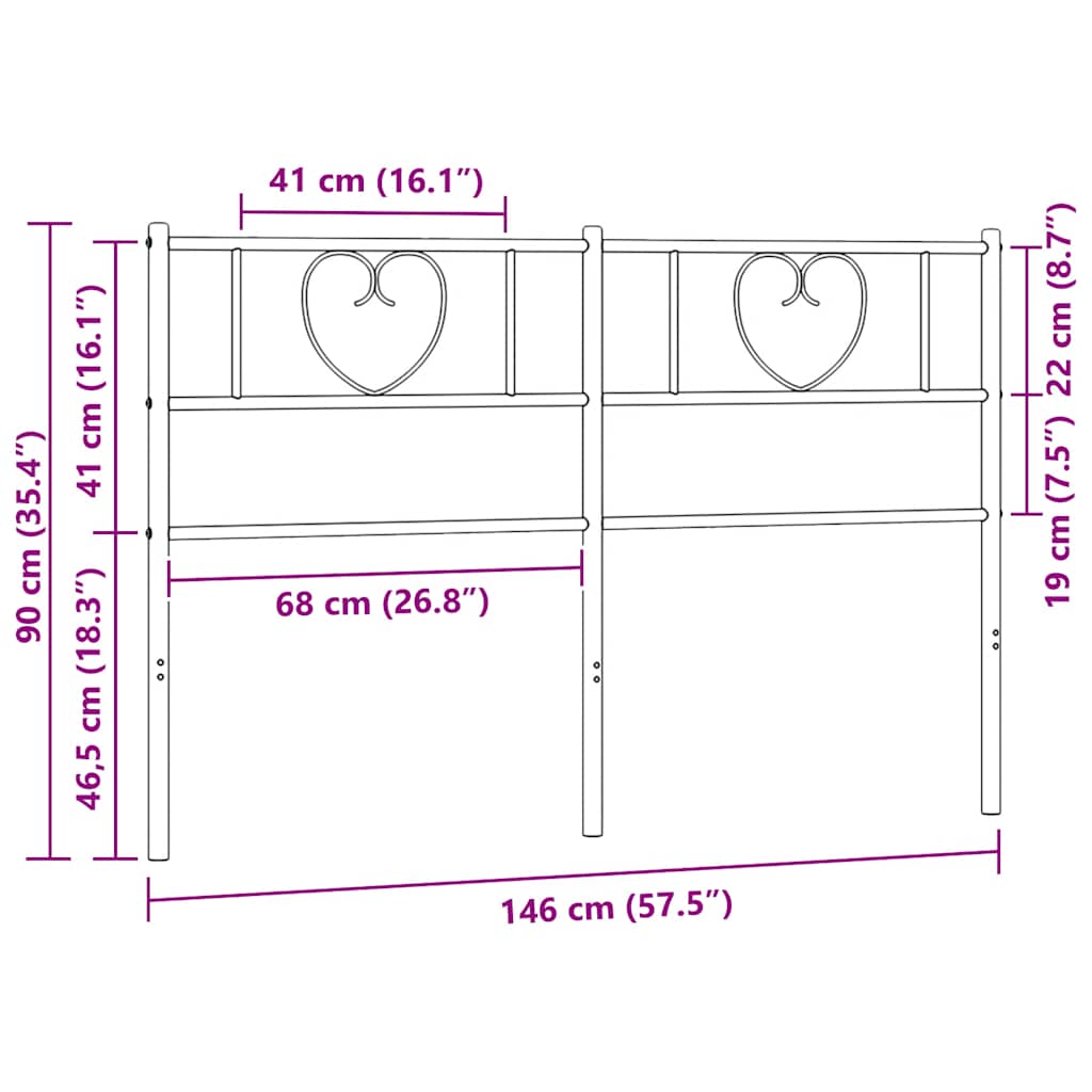 vidaXL Metalowe wymienne wezgłowie, czarne, 140 cm