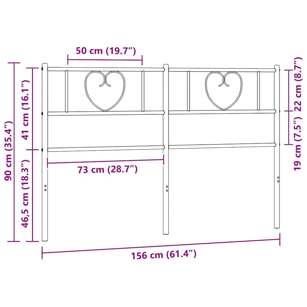 vidaXL Metalowe wymienne wezgłowie, czarne, 150 cm