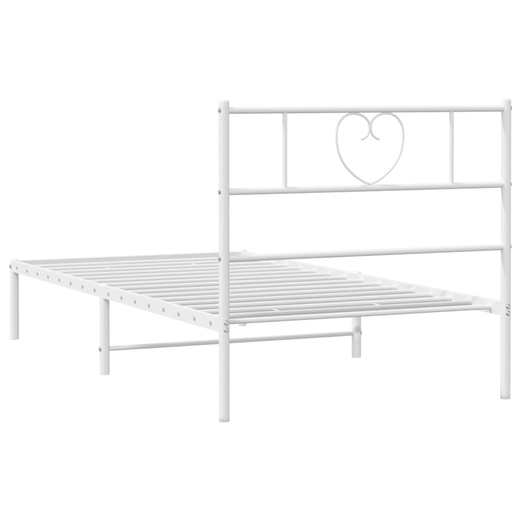 vidaXL Metalowe łóżko z wezgłowiem, bez materaca, białe, 75x190 cm