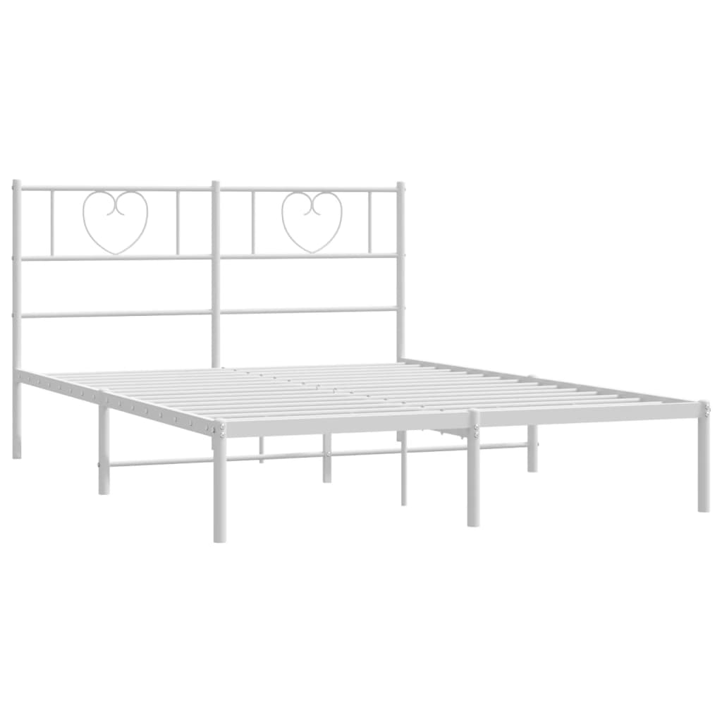 vidaXL Metalowa rama łóżka z wezgłowiem biała, 140x200 cm