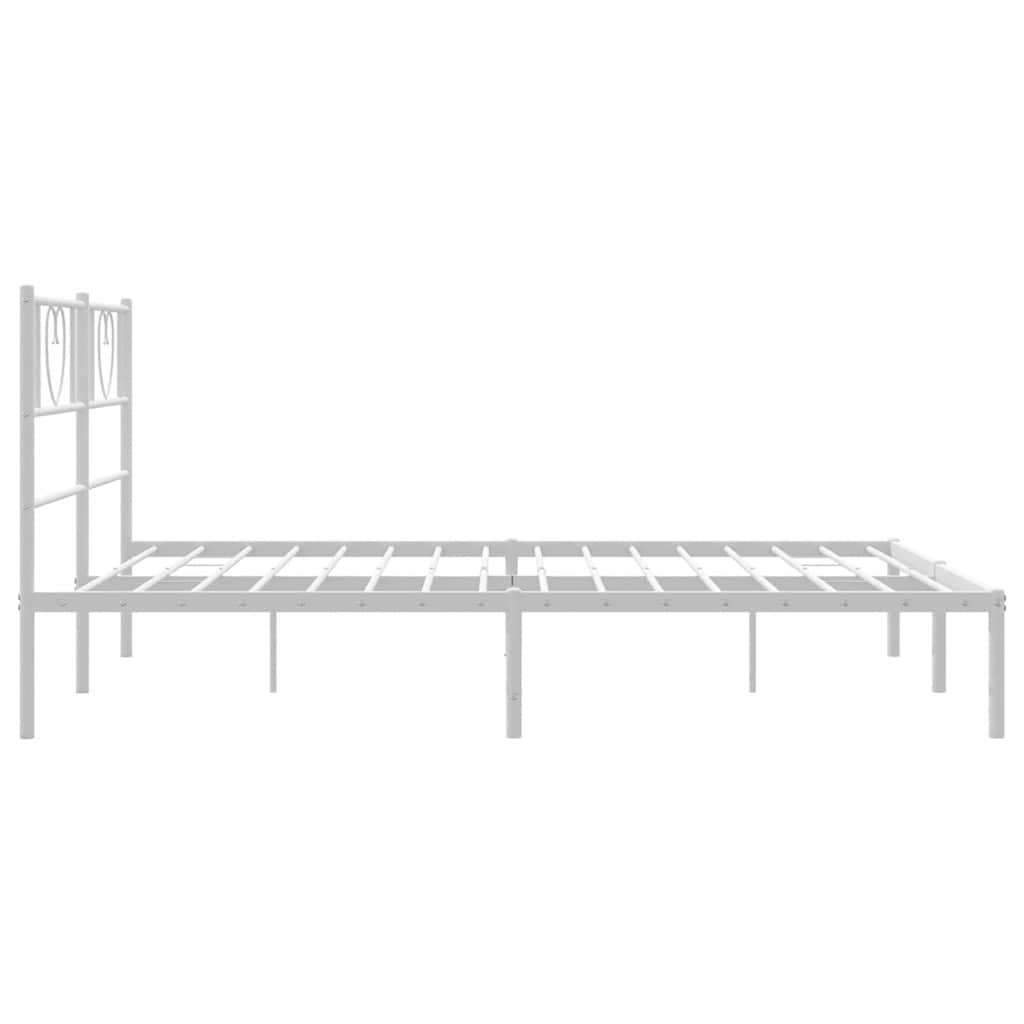 vidaXL Metalowa rama łóżka z wezgłowiem, biała, 150x200 cm