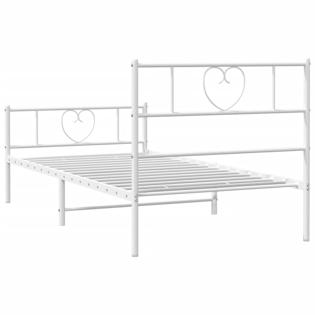 vidaXL Metalowa rama łóżka z wezgłowiem i zanóżkiem, biała, 90x190 cm
