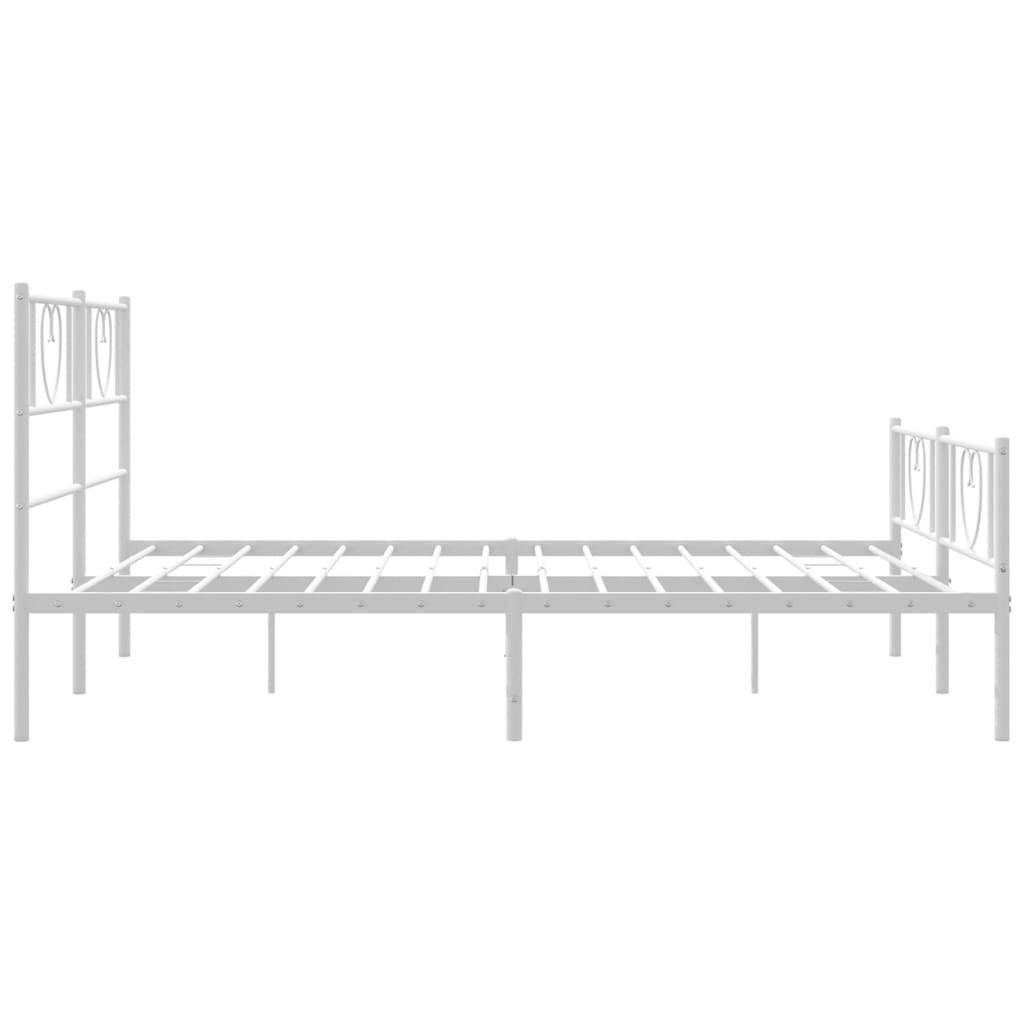 vidaXL Metalowa rama łóżka z wezgłowiem i zanóżkiem, biała, 120x190 cm