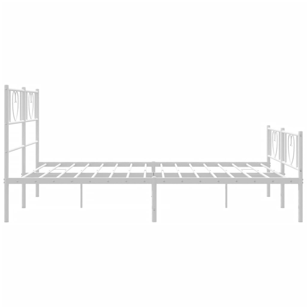 vidaXL Metalowa rama łóżka z wezgłowiem i zanóżkiem, biała, 120x200 cm