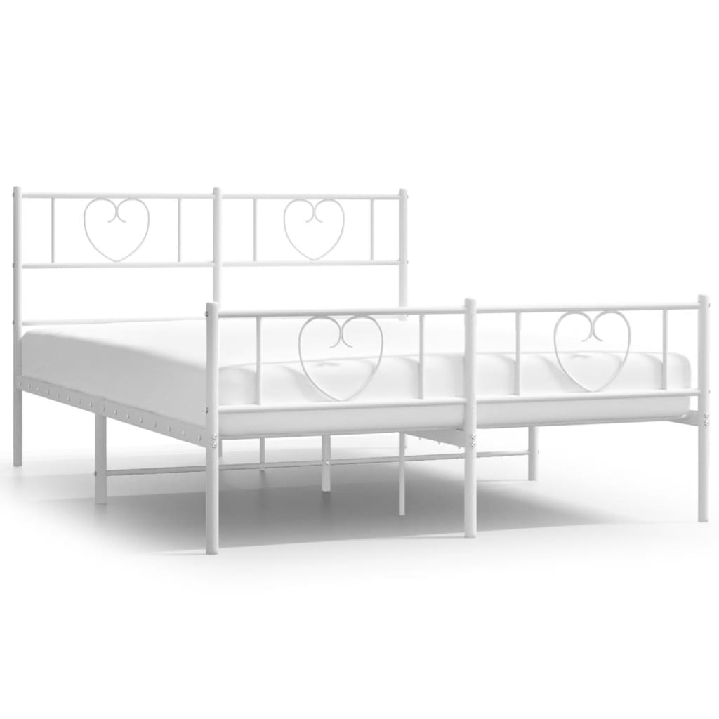 vidaXL Metalowa rama łóżka z wezgłowiem i zanóżkiem, biała, 160x200 cm
