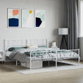 vidaXL Metalowa rama łóżka z wezgłowiem i zanóżkiem, biała, 180x200 cm