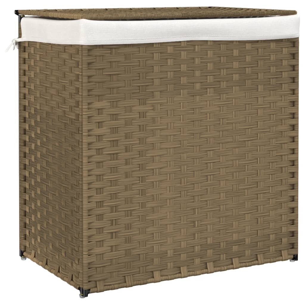 vidaXL Kosz na pranie z 2 komorami, 53x35x57 cm, polirattan