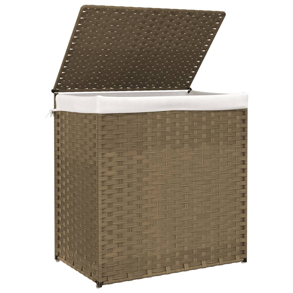 vidaXL Kosz na pranie z 2 komorami, 53x35x57 cm, polirattan