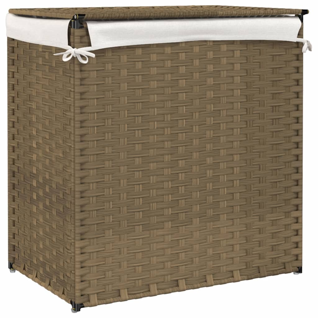 vidaXL Kosz na pranie z 2 komorami, 53x35x57 cm, polirattan