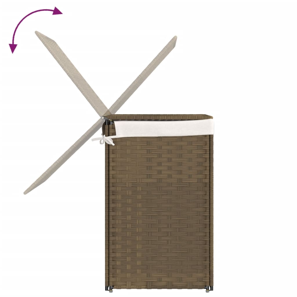 vidaXL Kosz na pranie z 2 komorami, 53x35x57 cm, polirattan