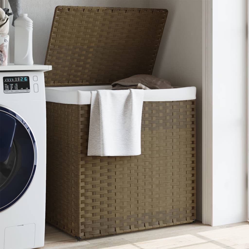 vidaXL Kosz na pranie z 2 komorami, 53x35x57 cm, polirattan