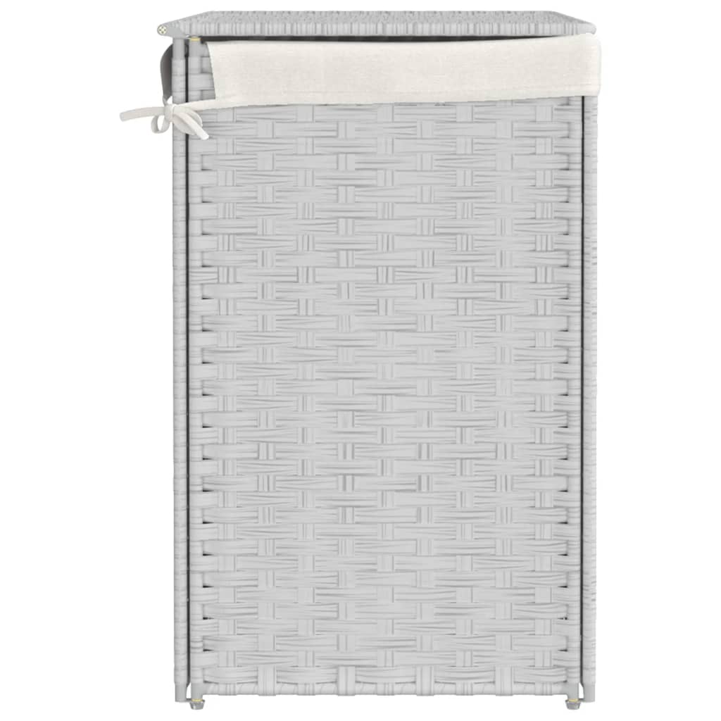 vidaXL Kosz na pranie z 2 komorami, biały, 53x35x57 cm, polirattan