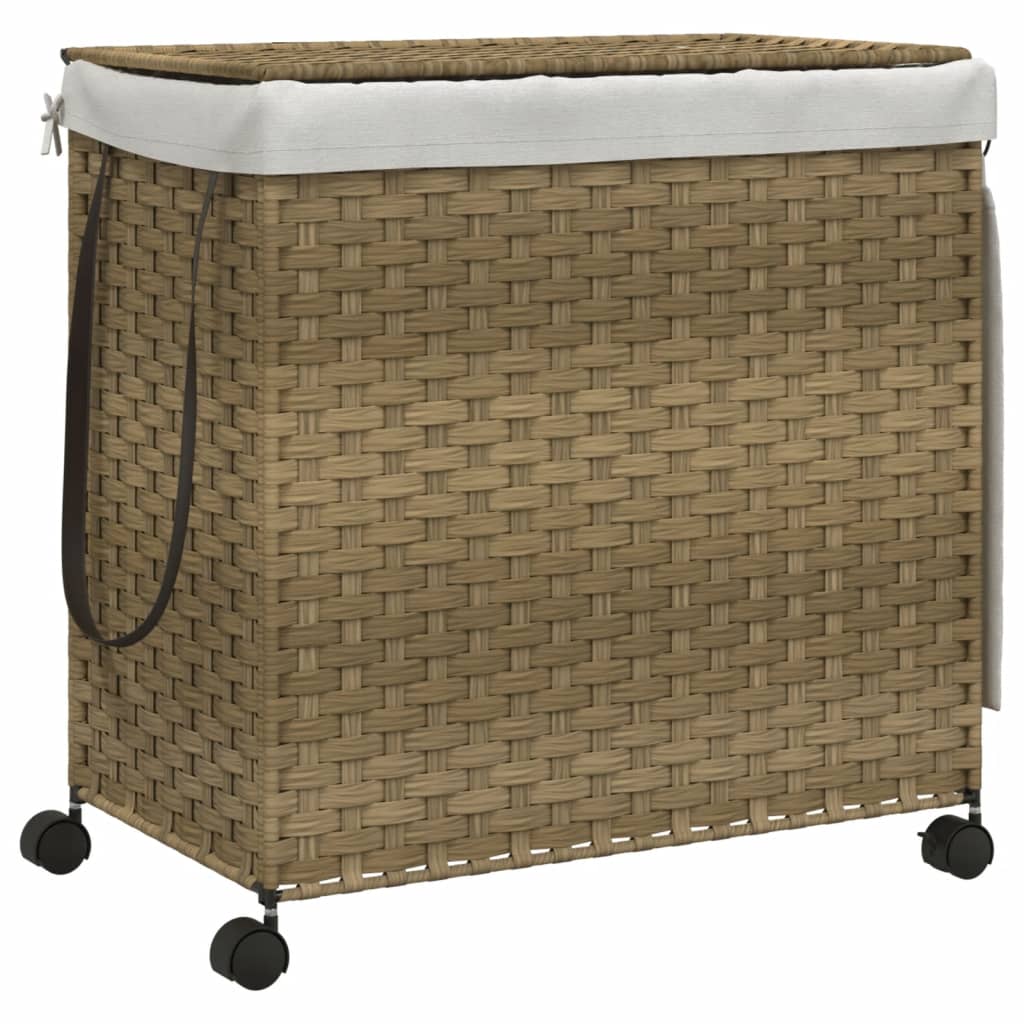 vidaXL Kosz na pranie z kółkami, 60x35x60,5 cm, rattan