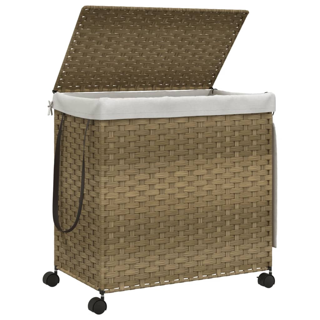 vidaXL Kosz na pranie z kółkami, 60x35x60,5 cm, rattan