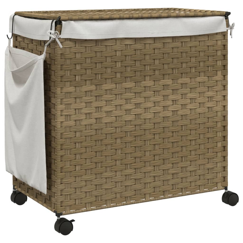 vidaXL Kosz na pranie z kółkami, 60x35x60,5 cm, rattan
