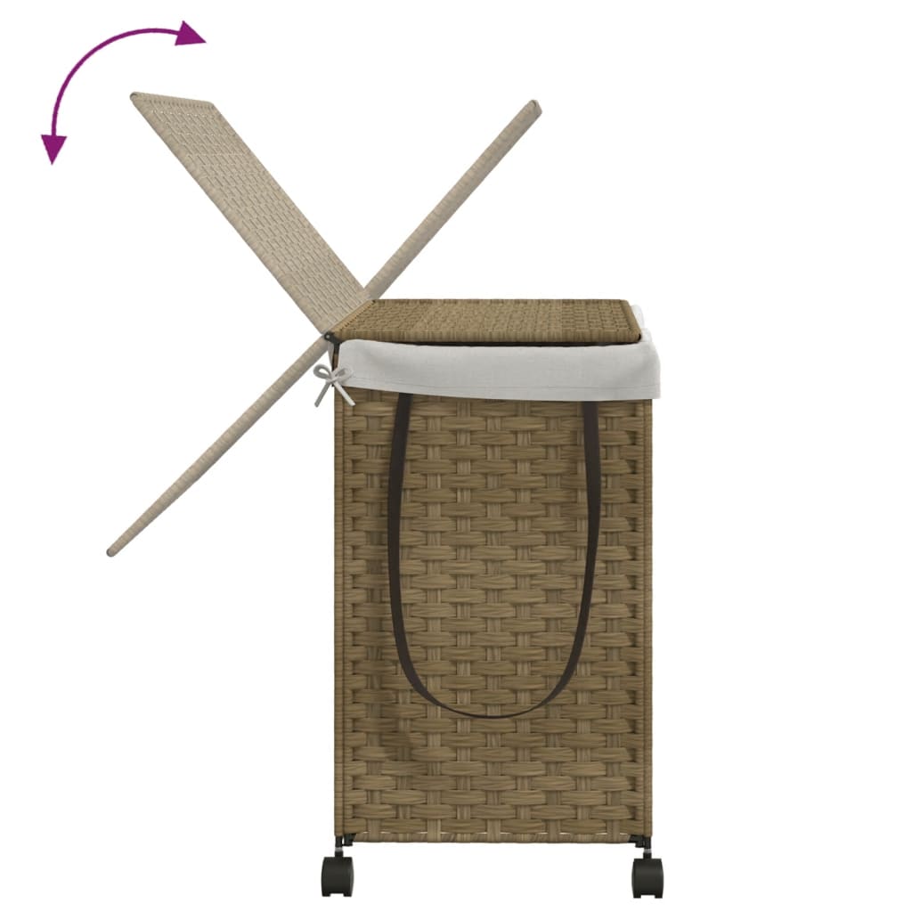 vidaXL Kosz na pranie z kółkami, 60x35x60,5 cm, rattan
