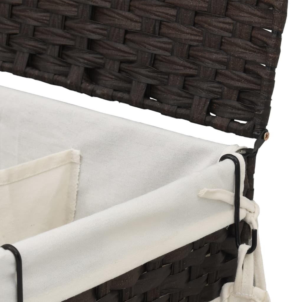 vidaXL Kosz na pranie z kółkami, ciemny brąz, 60x35x60,5 cm, rattan