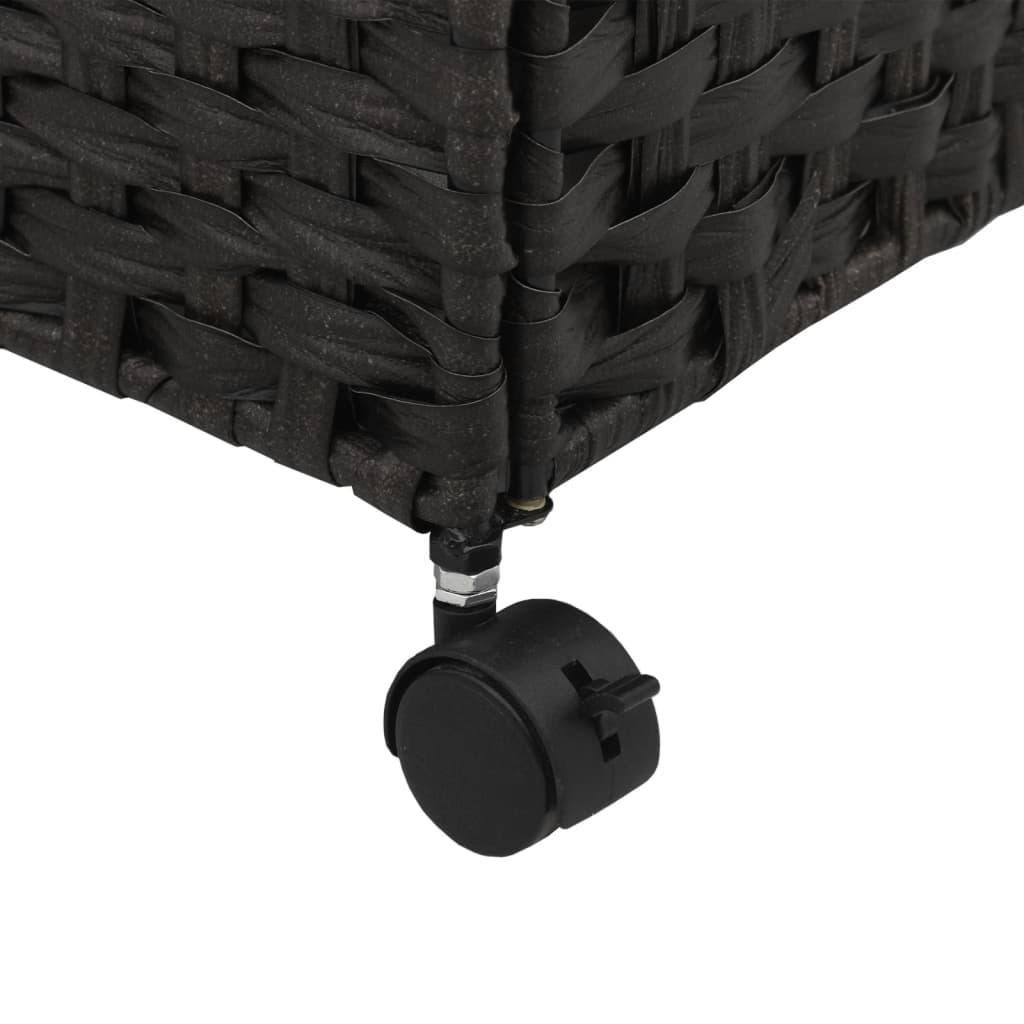 vidaXL Kosz na pranie z kółkami, czarny, 60x35x60,5 cm, rattan