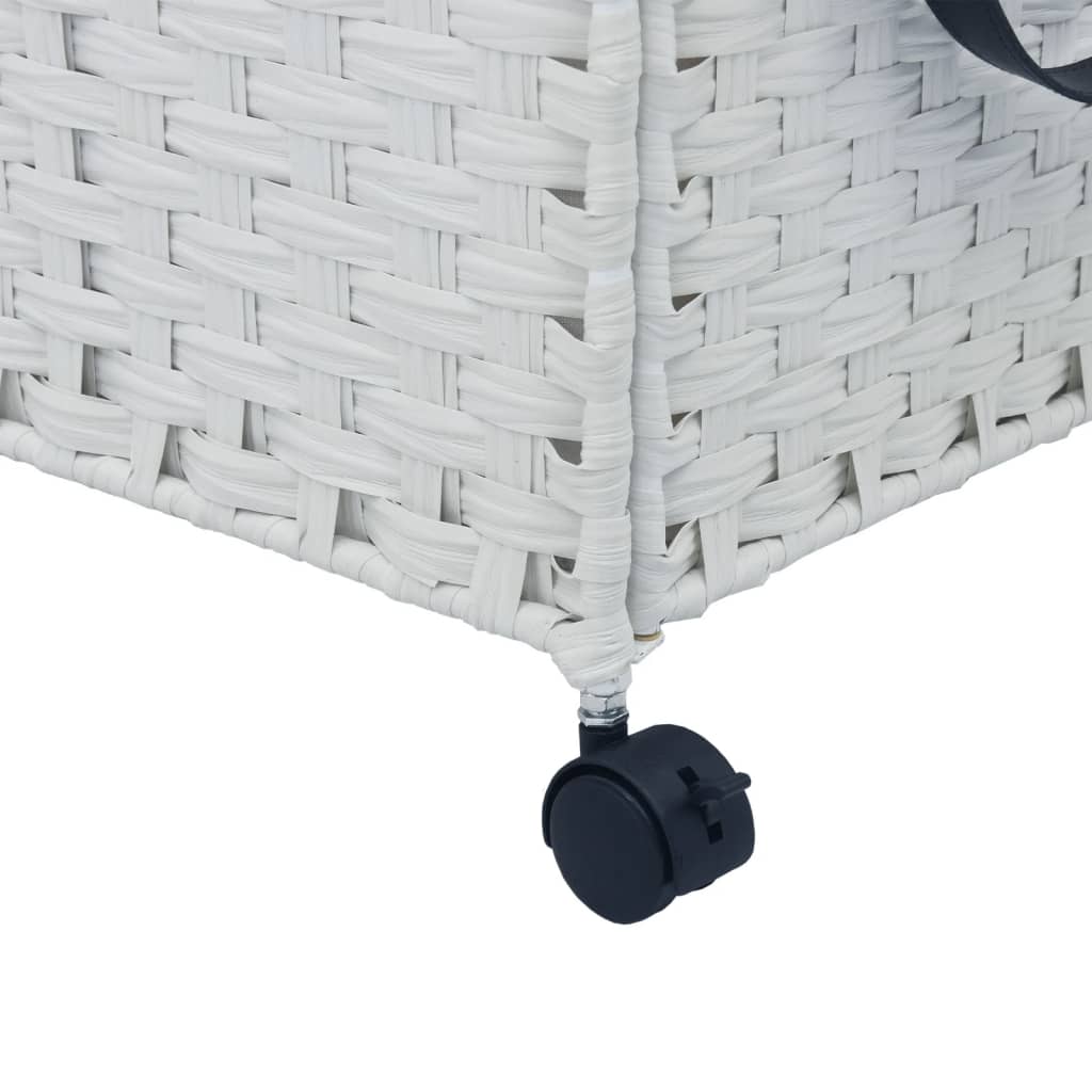 vidaXL Kosz na pranie z kółkami, biały, 60x35x60,5 cm, rattan
