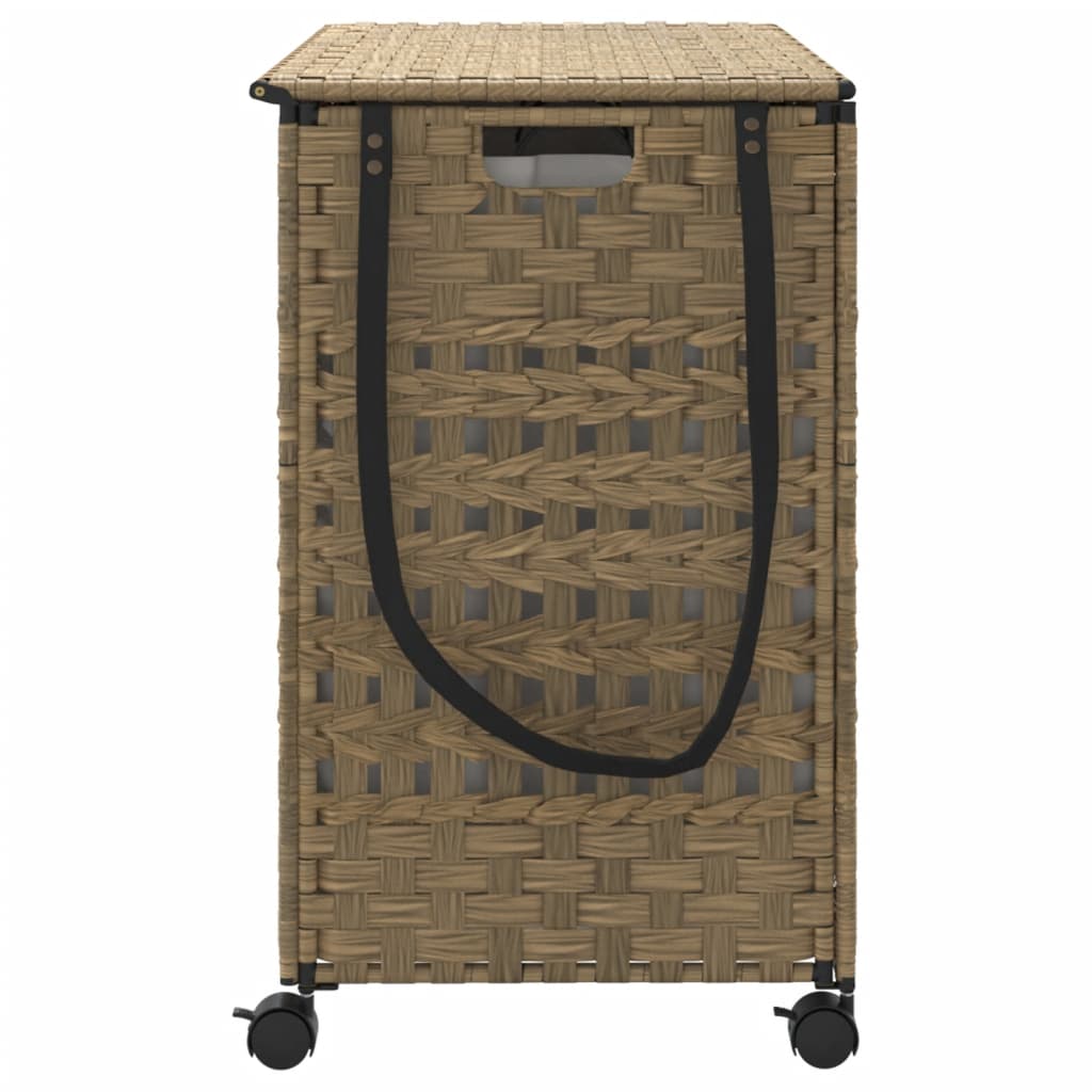 vidaXL Kosz na pranie z kółkami, 66x35x60 cm, rattan