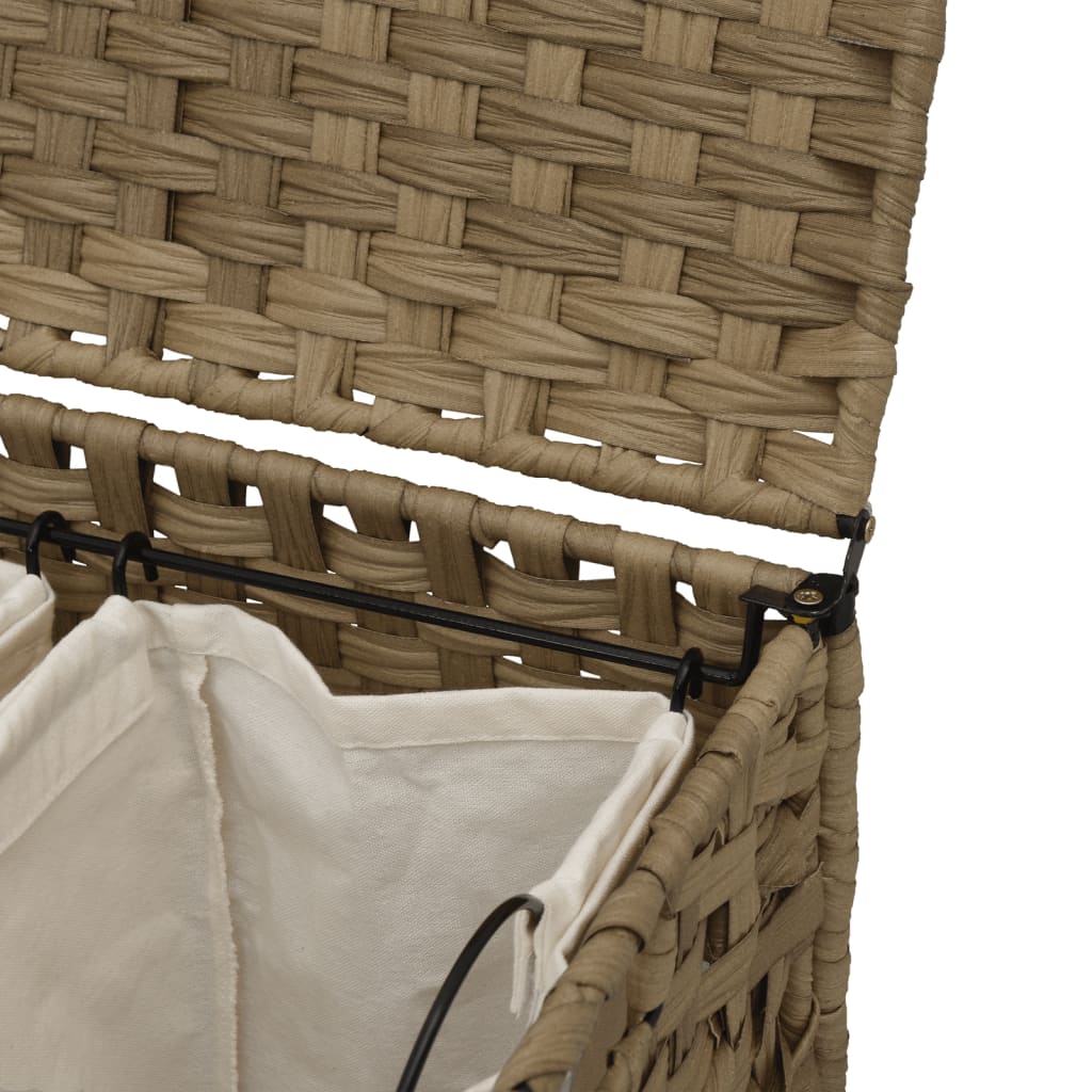 vidaXL Kosz na pranie z kółkami, 66x35x60 cm, rattan