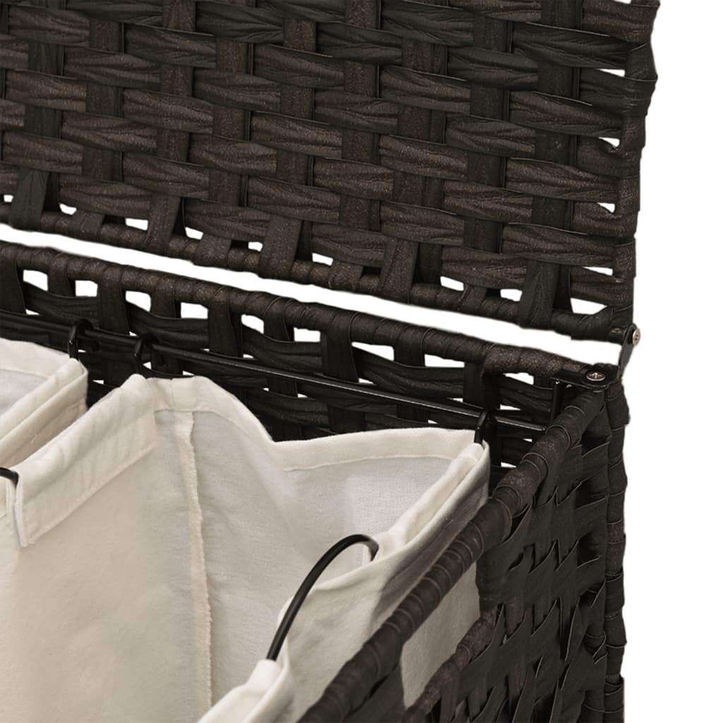 vidaXL Kosz na pranie z kółkami, ciemny brąz, 66x35x60 cm, rattan