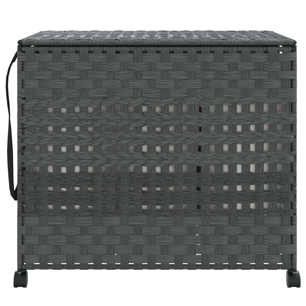 vidaXL Kosz na pranie z kółkami, szary, 66x35x60 cm, rattan