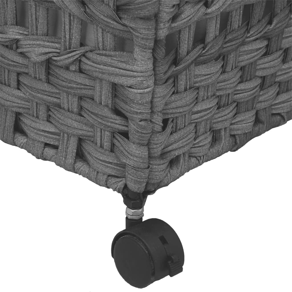 vidaXL Kosz na pranie z kółkami, szary, 66x35x60 cm, rattan