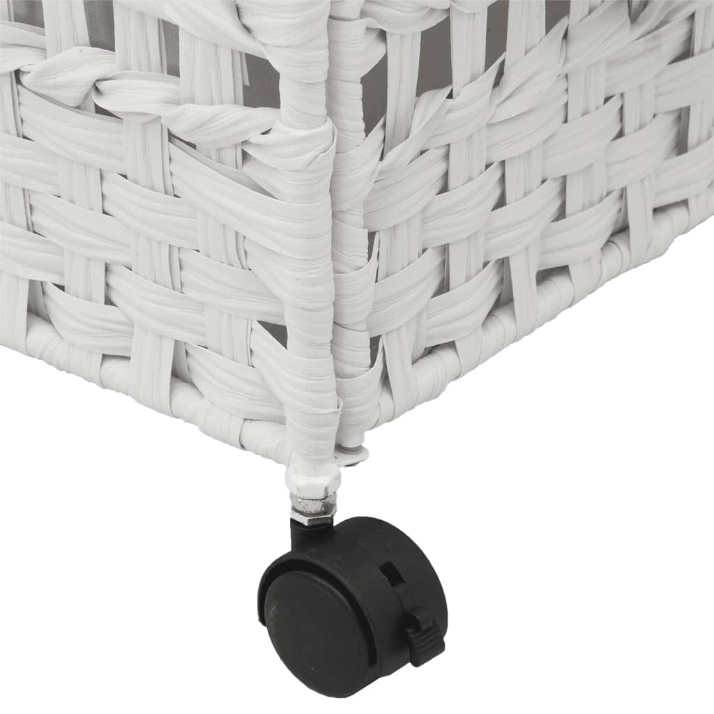 vidaXL Kosz na pranie z kółkami, biały, 66x35x60 cm, rattan