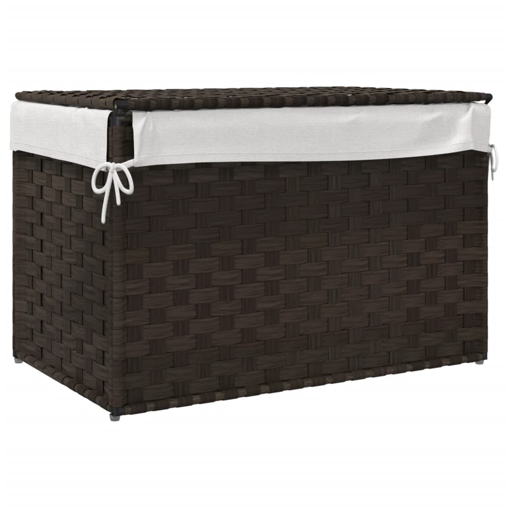 vidaXL Kosz na pranie z pokrywą, ciemny brąz, 55,5x35x34cm, polirattan