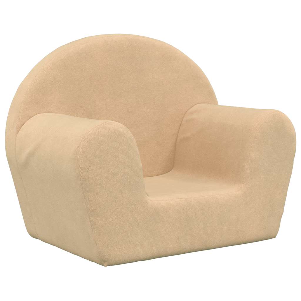vidaXL Sofa dziecięca, kremowa, miękki plusz