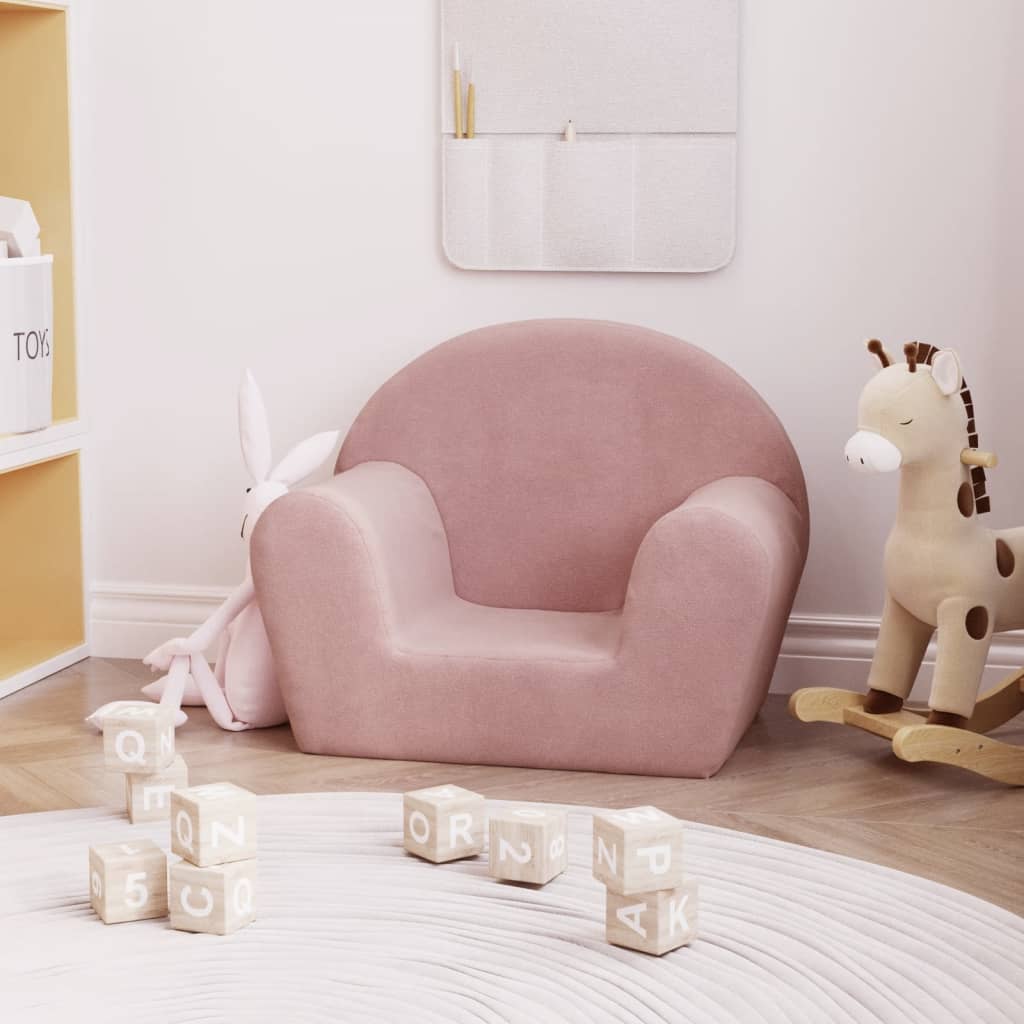 vidaXL Sofa dziecięca różowa miękka pluszowa