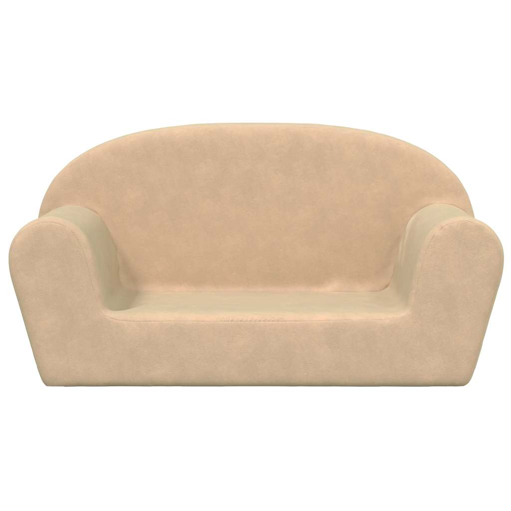 vidaXL Sofa dla dzieci, 2-os. , kremowa, miękki plusz