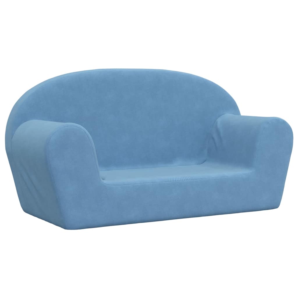 vidaXL 2-os. sofa dla dzieci, niebieska, miękki plusz