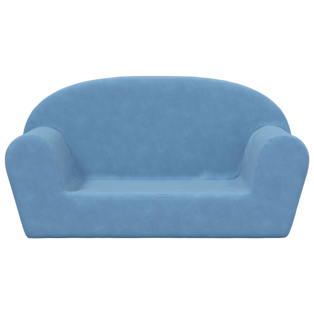 vidaXL 2-os. sofa dla dzieci, niebieska, miękki plusz