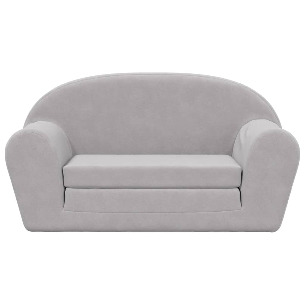 vidaXL 2-os. sofa dla dzieci, rozkładana, jasnoszara, miękki plusz
