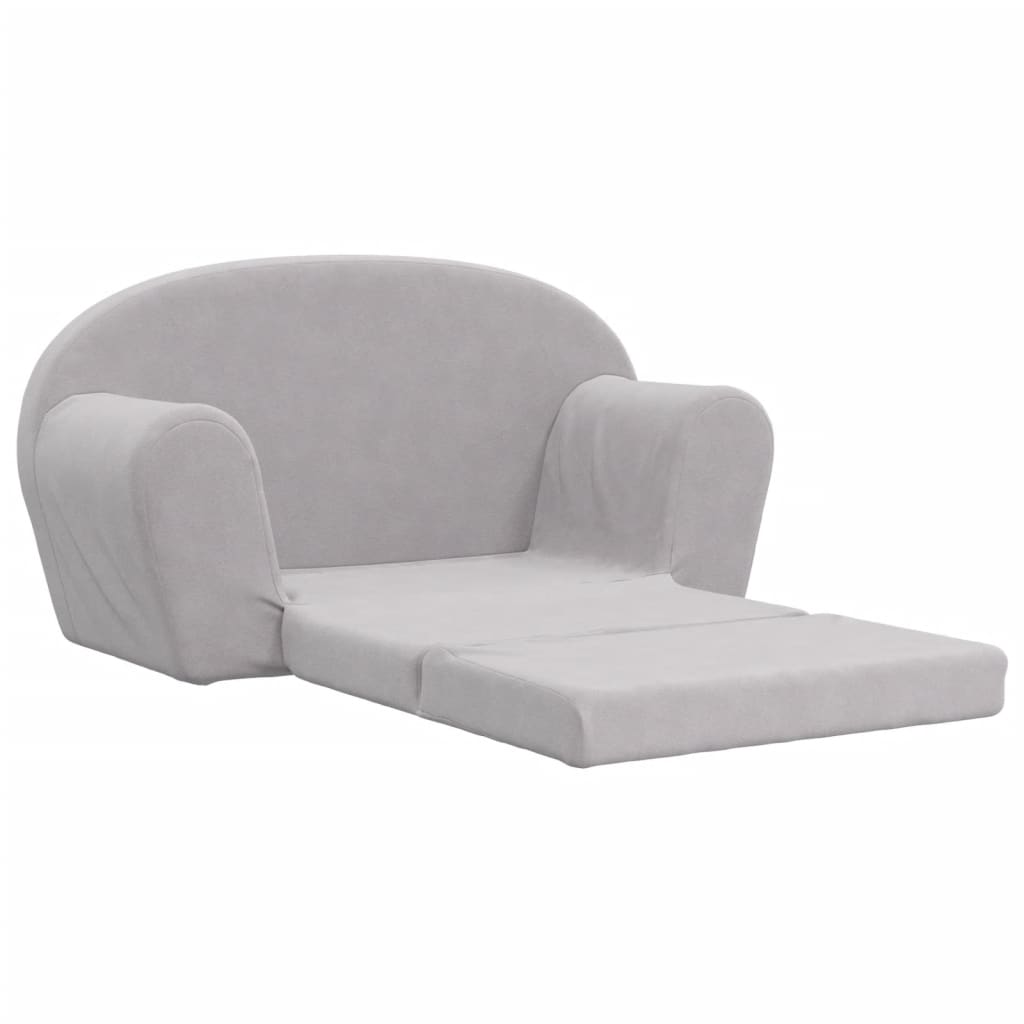 vidaXL 2-os. sofa dla dzieci, rozkładana, jasnoszara, miękki plusz