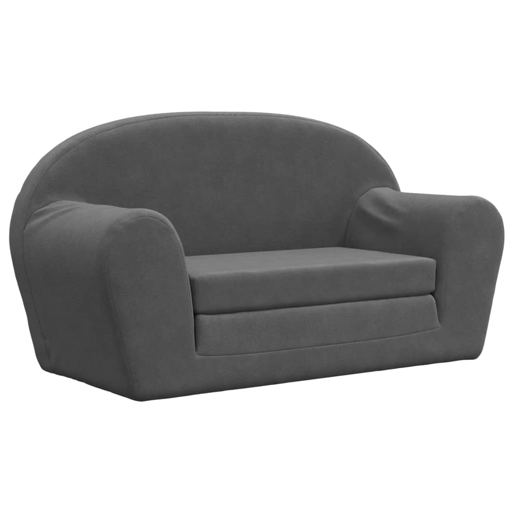 vidaXL 2-os. sofa dla dzieci, rozkładana, antracytowa, miękki plusz