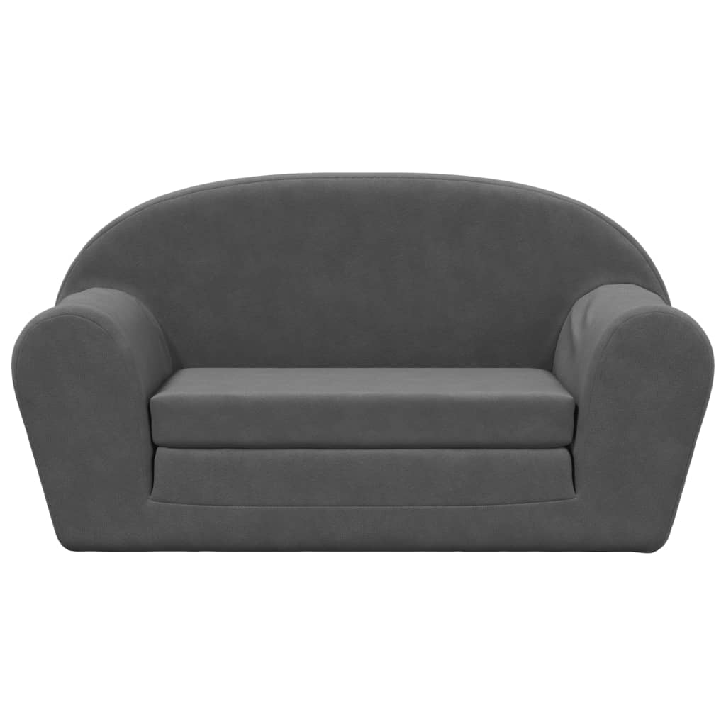 vidaXL 2-os. sofa dla dzieci, rozkładana, antracytowa, miękki plusz
