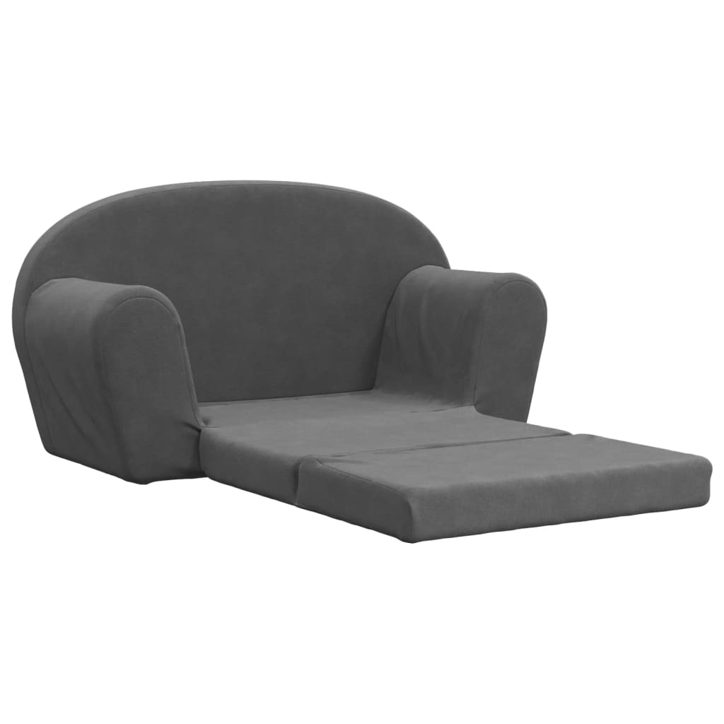 vidaXL 2-os. sofa dla dzieci, rozkładana, antracytowa, miękki plusz