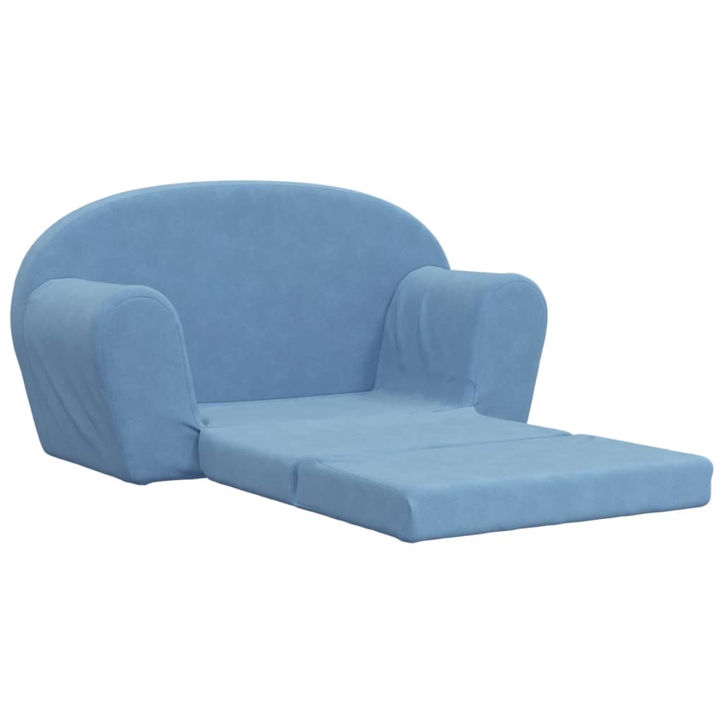 vidaXL 2-os. sofa dla dzieci, rozkładana, niebieska, miękki plusz