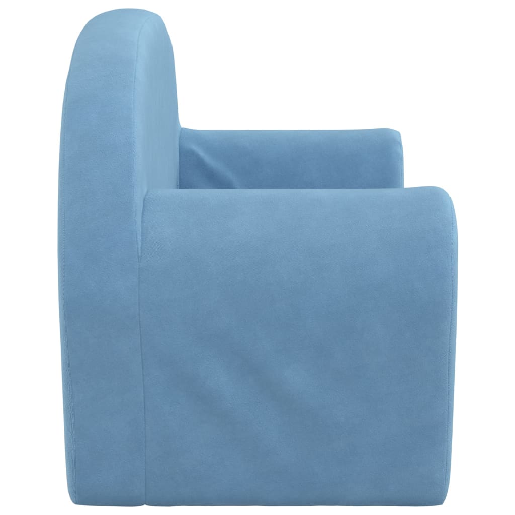 vidaXL 2-os. sofa dla dzieci, rozkładana, niebieska, miękki plusz