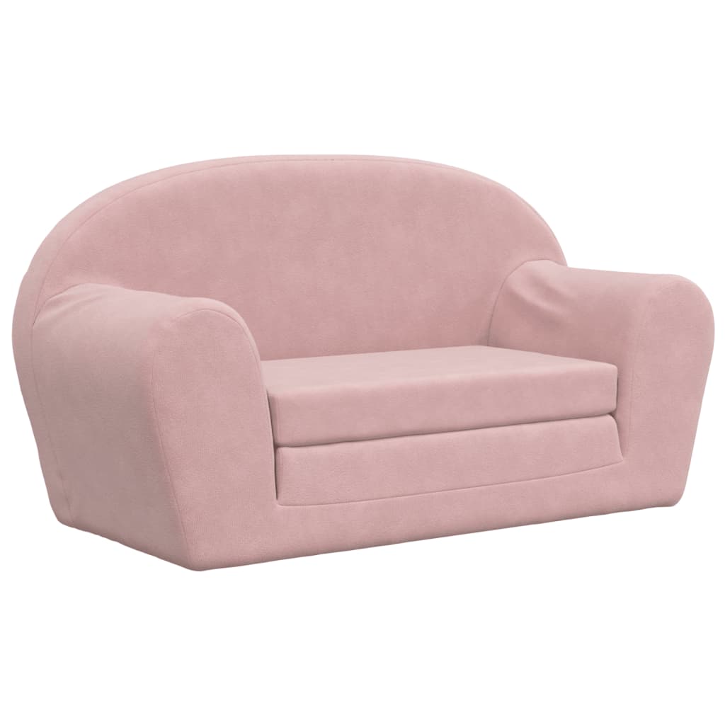 vidaXL 2-os. sofa dla dzieci, rozkładana, różowa, miękki plusz