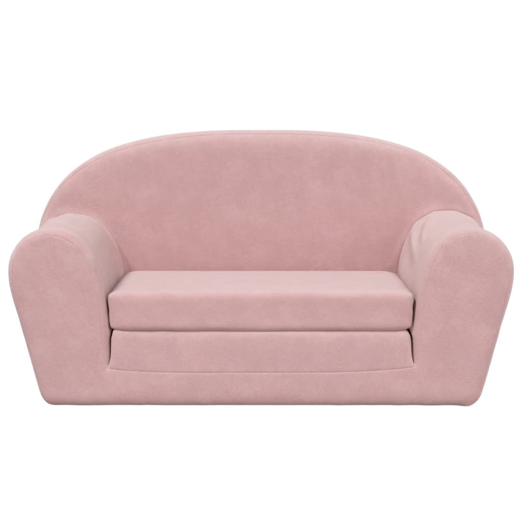 vidaXL 2-os. sofa dla dzieci, rozkładana, różowa, miękki plusz