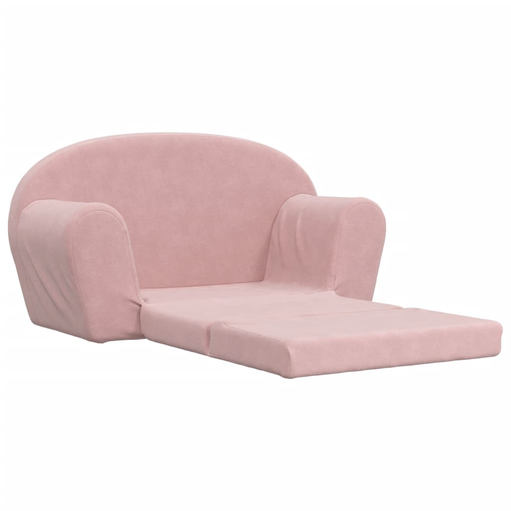 vidaXL 2-os. sofa dla dzieci, rozkładana, różowa, miękki plusz