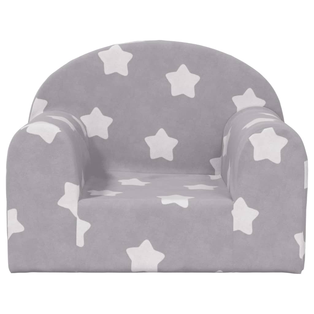 vidaXL Sofa dziecięca jasnoszara z gwiazdkami Miękki plusz